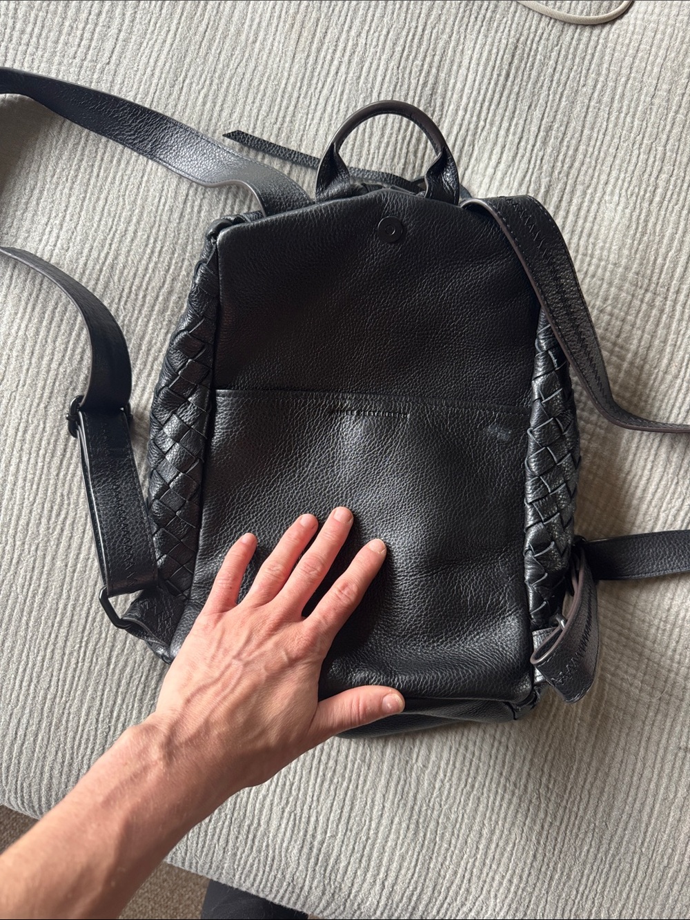 Aimee kestenberg Tabitha Black Woven Leather Backpack Bag - Picture 3 of 3